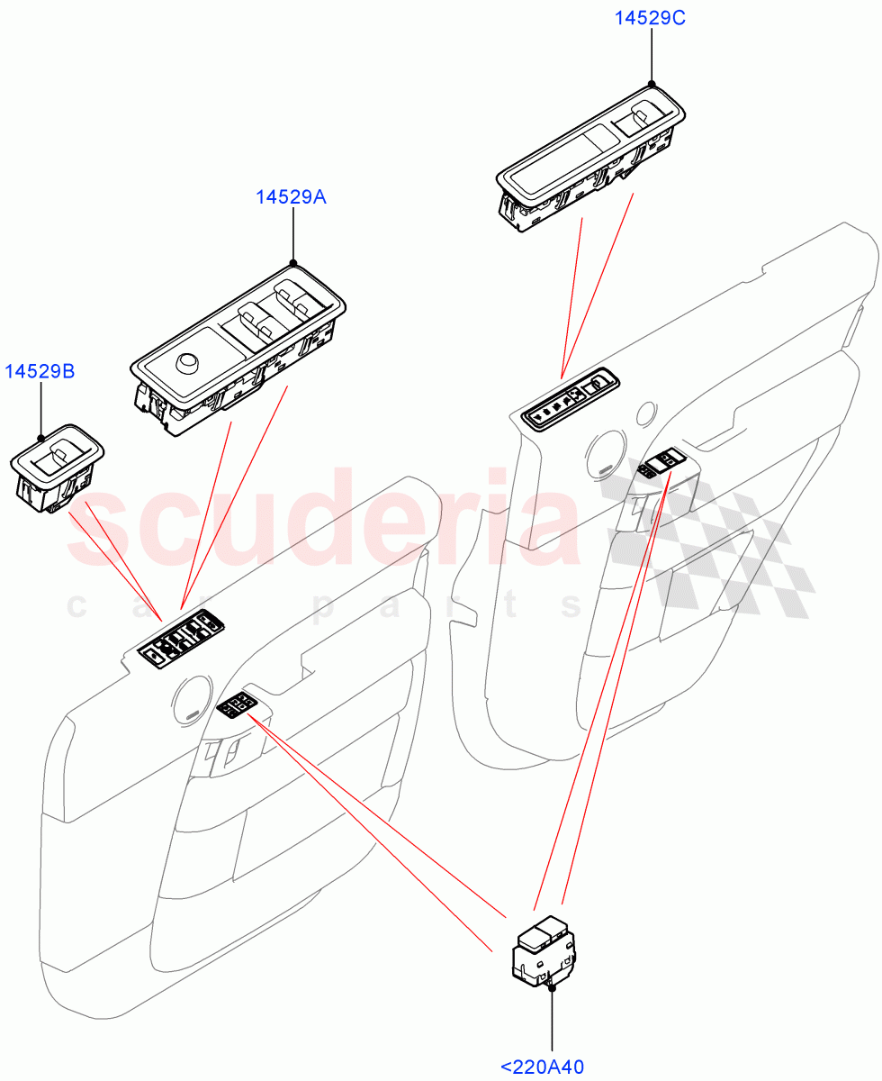 Switches (Front And Rear Doors) ((V) FROMJA000001) of Land Rover Land Rover Range Rover (2012-2021) [2.0 Turbo Petrol GTDI]