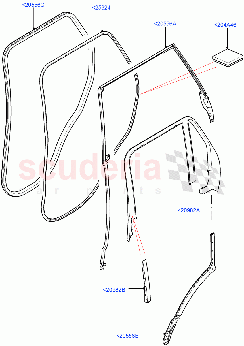 Rear Doors, Hinges & Weatherstrips (Finisher And Seals) of Land Rover Land Rover Range Rover (2012-2021) [3.0 I6 Turbo Diesel AJ20D6]