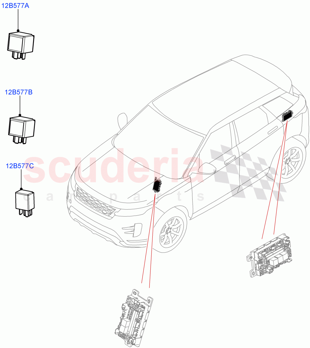 Relays (Changsu (China)) of Land Rover Land Rover Range Rover Evoque (2019+) [2.0 Turbo Petrol AJ200P]