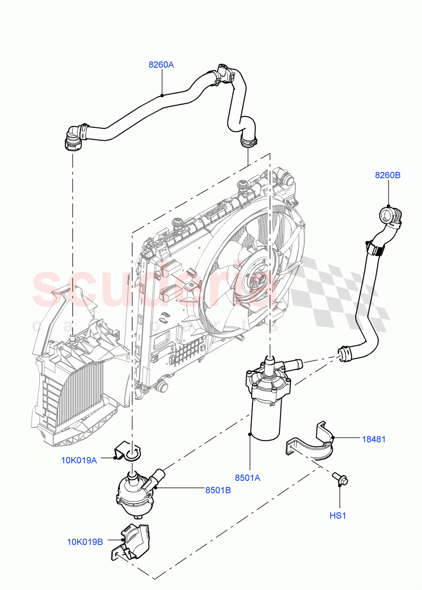Water Pump (Solihull Plant Build, Auxiliary Unit) (3.0L DOHC GDI SC V6 PETROL) ((V) FROMEA000001) of Land Rover Land Rover Range Rover (2012-2021) [3.0 DOHC GDI SC V6 Petrol]
