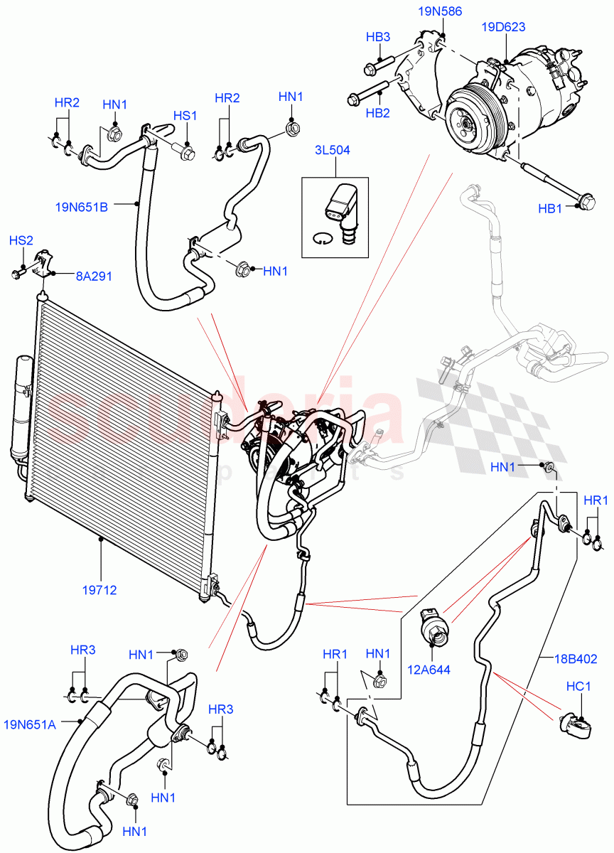 Air Conditioning Condensr/Compressr (Front) (4.4L DOHC DITC V8 Diesel) of Land Rover Land Rover Range Rover (2012-2021) [3.0 I6 Turbo Petrol AJ20P6]