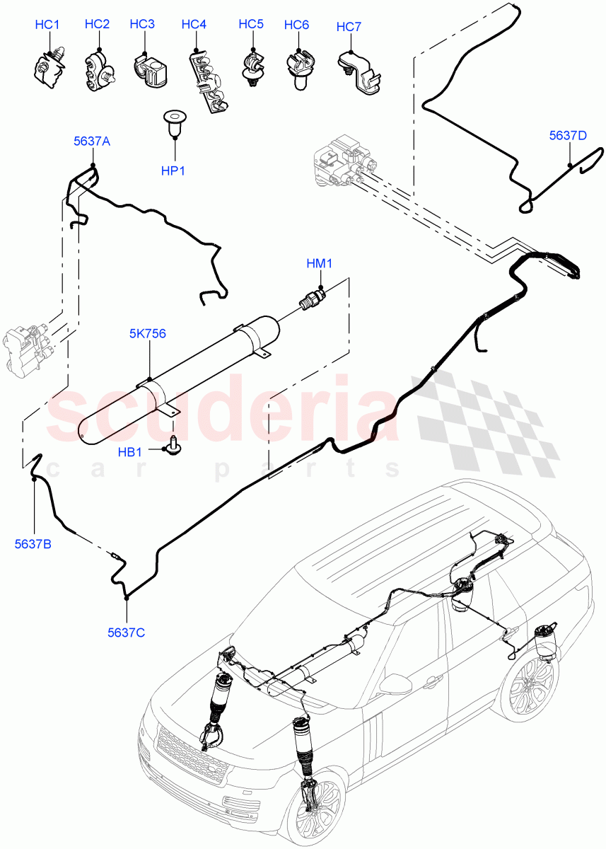 Air Suspension Compressor And Lines (Air Suspension Lines) ((V) FROMEA000001, (V) TOHA999999) of Land Rover Land Rover Range Rover (2012-2021) [5.0 OHC SGDI NA V8 Petrol]