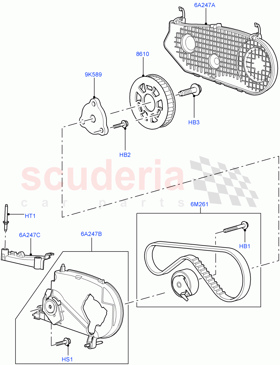 Pulleys And Drive Belts (Nitra Plant Build, Rear) (3.0 V6 Diesel) ((V) FROMK2000001) of Land Rover Land Rover Discovery 5 (2017+) [3.0 Diesel 24V DOHC TC]
