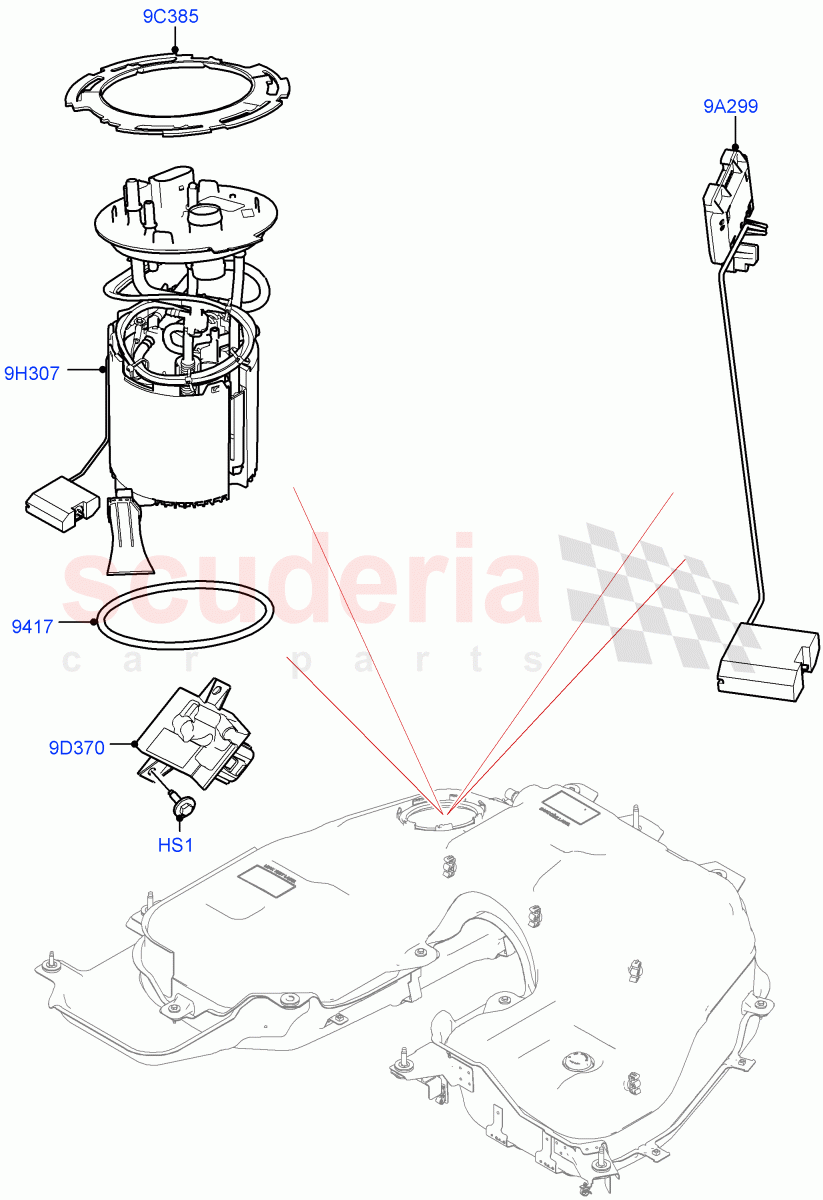 Fuel Pump And Sender Unit (Solihull Plant Build) (3.0L DOHC GDI SC V6 PETROL) ((V) FROMHA000001) of Land Rover Land Rover Discovery 5 (2017+) [3.0 DOHC GDI SC V6 Petrol]