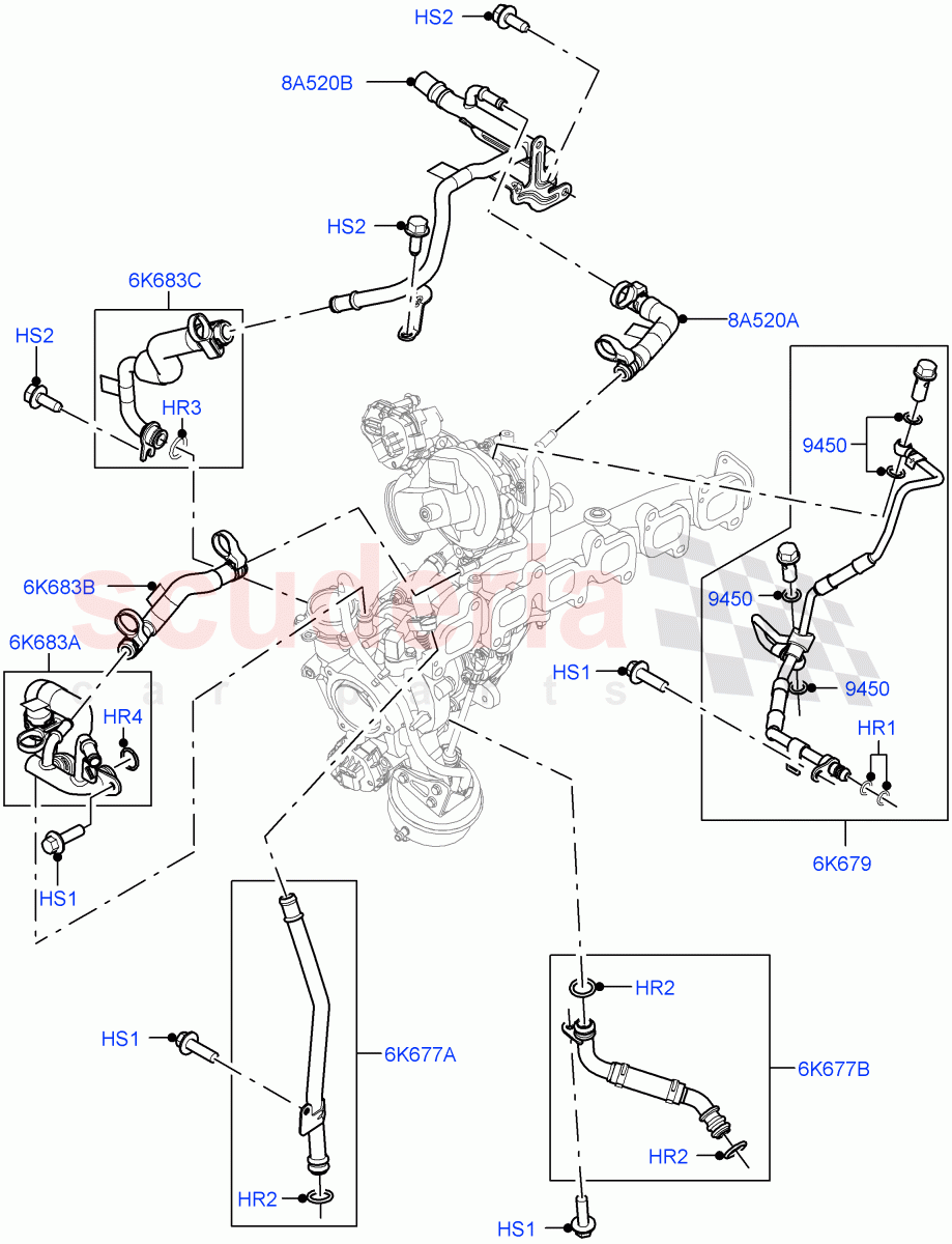 Turbocharger (Lubrication And Cooling, Nitra Plant Build) (3.0L AJ20D6 Diesel High) ((V) FROMM2000001) of Land Rover Land Rover Defender (2020+) [3.0 I6 Turbo Diesel AJ20D6]