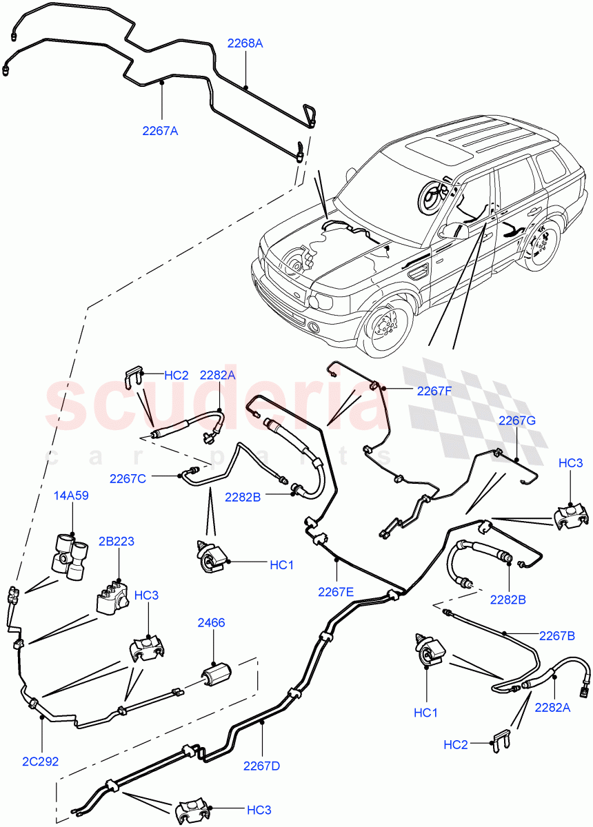 Rear Brake Pipes ((V) TO9A999999) of Land Rover Land Rover Range Rover Sport (2005-2009) [4.2 Petrol V8 Supercharged]