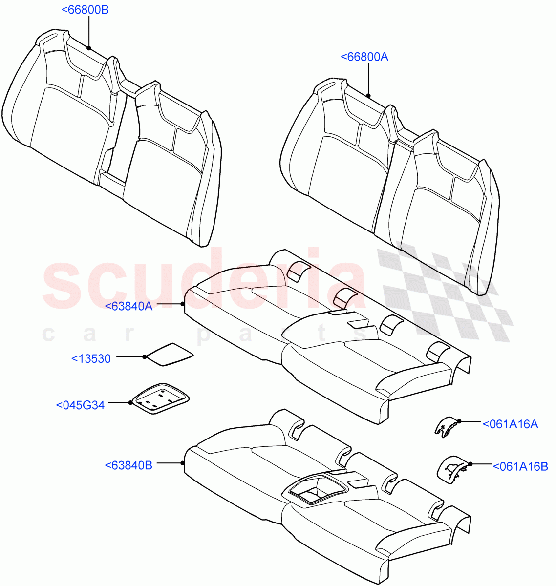 Rear Seat Pads/Valances & Heating (Halewood (UK), With 2 Rear Small Individual Seats) ((V) FROMGH125984) of Land Rover Land Rover Range Rover Evoque (2012-2018) [2.2 Single Turbo Diesel]