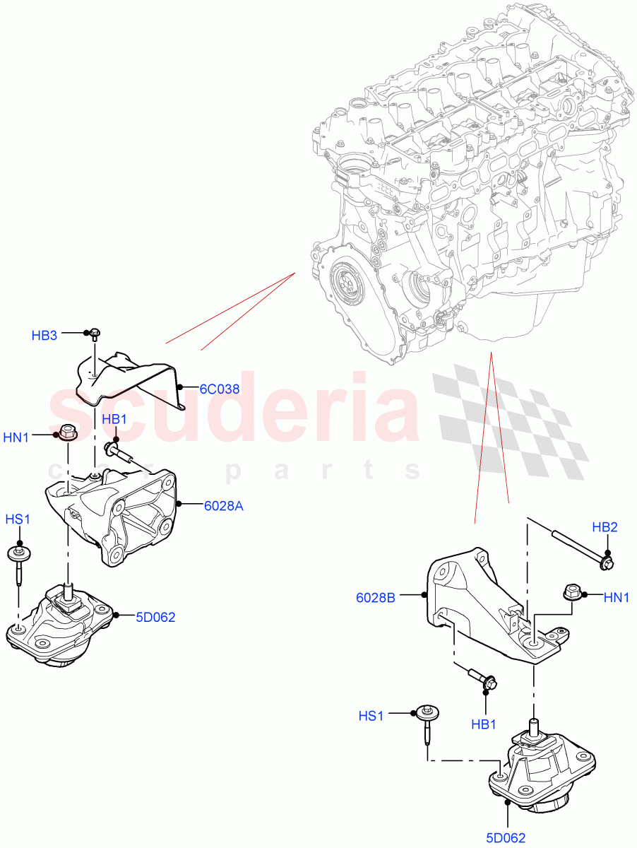 Engine Mounting (3.0L AJ20P6 Petrol High) ((V) FROMKA000001) of Land Rover Land Rover Range Rover Sport (2014+) [3.0 DOHC GDI SC V6 Petrol]