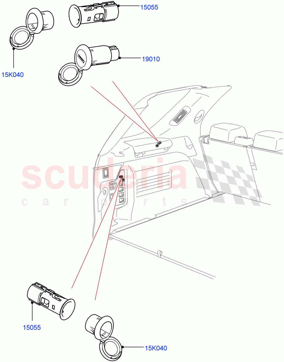 Auxiliary Electrical Power Points (Solihull Plant Build) ((V) FROMHA000001) of Land Rover Land Rover Discovery 5 (2017+) [2.0 Turbo Diesel]