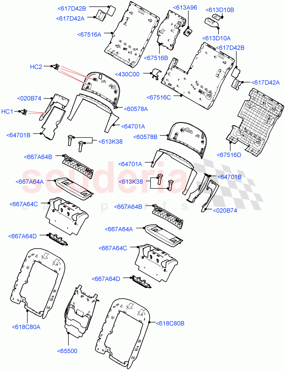 Rear Seat Back (40/20/40 Super Slouch Rear Seat, With 2 Rear Small Individual Seats) of Land Rover Land Rover Range Rover (2022+) [3.0 I6 Turbo Petrol AJ20P6]