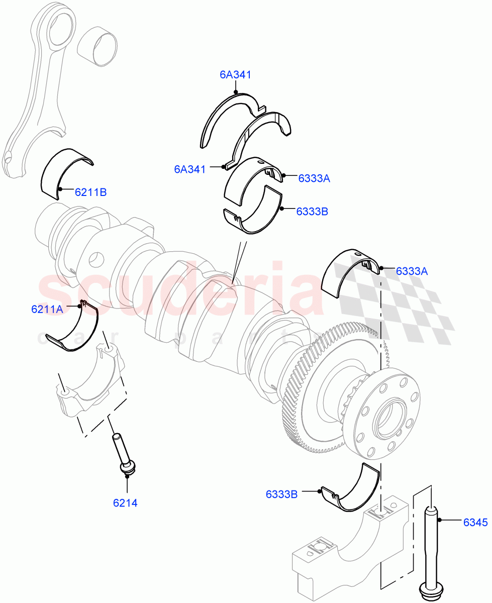 Crankshaft/Pistons And Bearings (Solihull Plant Build) (2.0L I4 DSL HIGH DOHC AJ200, 2.0L I4 DSL MID DOHC AJ200) ((V) FROMHA000001) of Land Rover Land Rover Range Rover Sport (2014+) [2.0 Turbo Diesel]