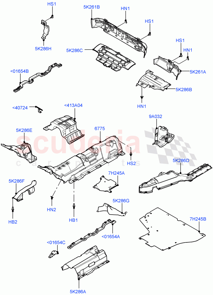Splash And Heat Shields (Middle And Rear Section) (Itatiaia (Brazil)) of Land Rover Land Rover Range Rover Evoque (2019+) [2.0 Turbo Diesel AJ21D4]