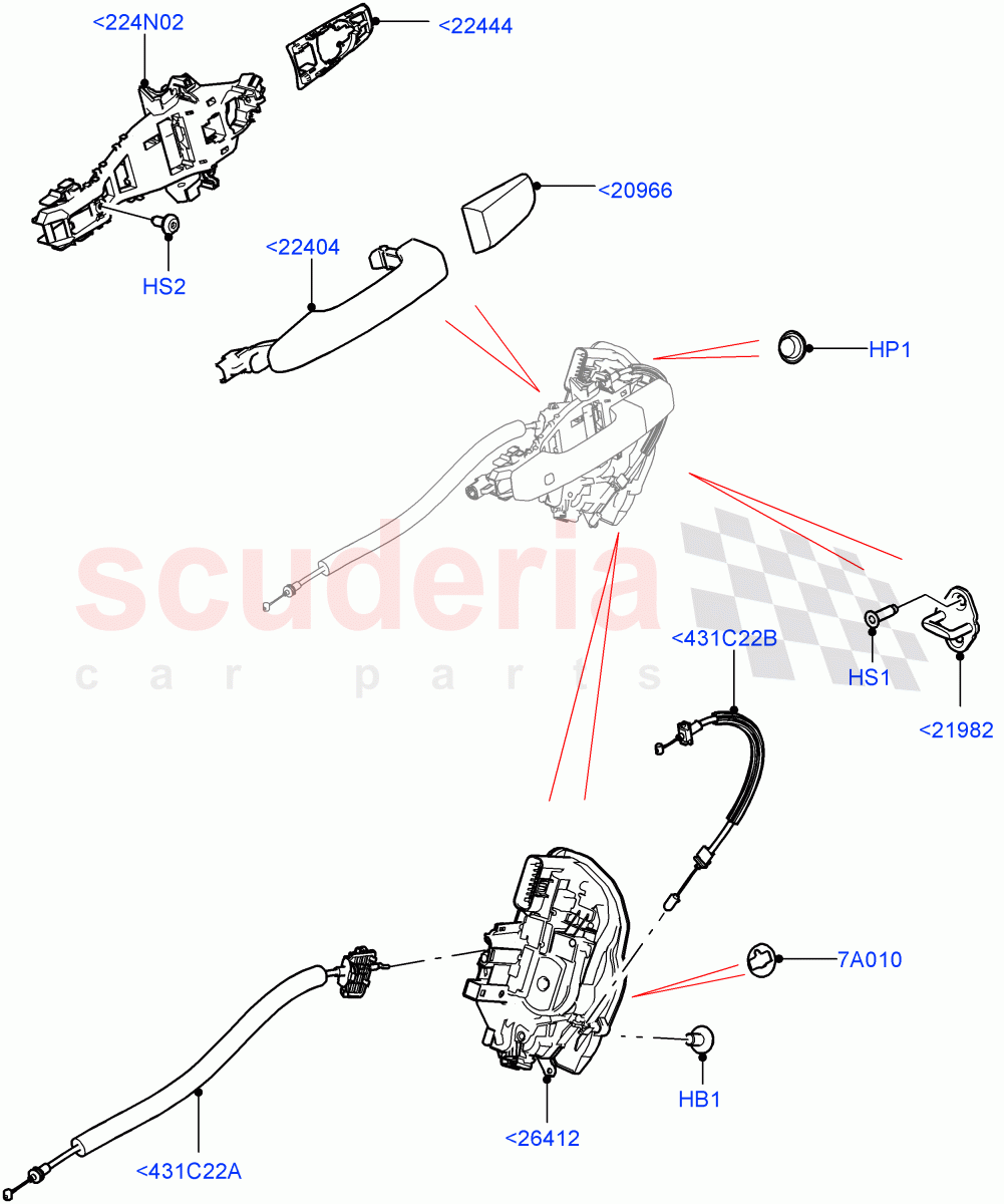 Rear Door Lock Controls (Long Wheelbase, Standard Wheelbase) ((V) FROMP2000001) of Land Rover Land Rover Defender (2020+) [3.0 I6 Turbo Diesel AJ20D6]