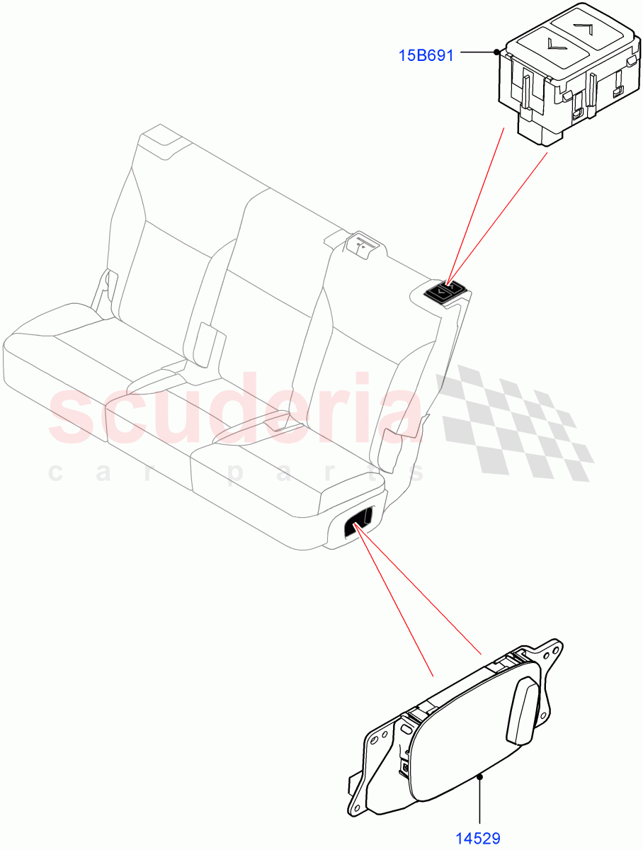 Switches (Nitra Plant Build, Rear Seats) (With Power Rear Seat Recliner) ((V) FROMK2000001) of Land Rover Land Rover Discovery 5 (2017+) [2.0 Turbo Petrol AJ200P]