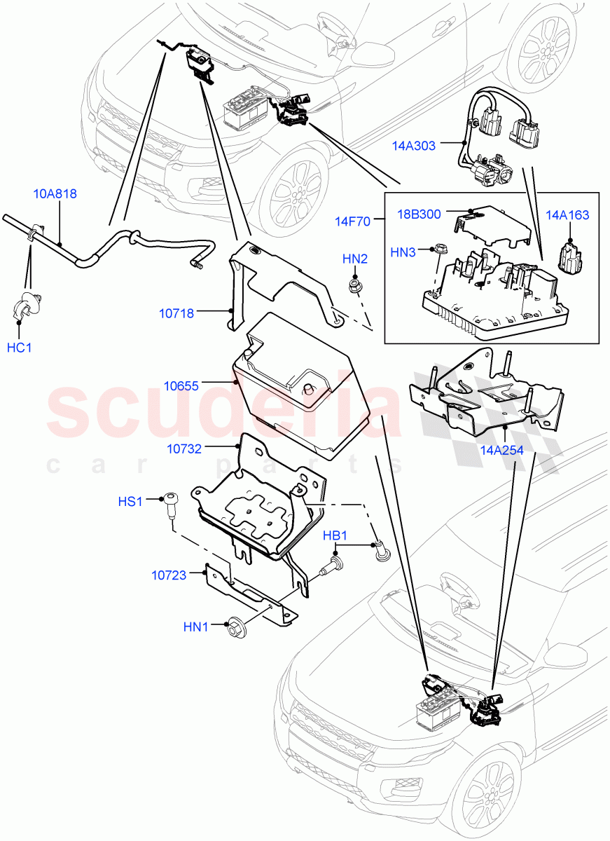 Battery And Mountings (Itatiaia (Brazil), Starter - Stop/Start System) ((V) FROMGT000001) of Land Rover Land Rover Range Rover Evoque (2012-2018) [2.0 Turbo Petrol GTDI]