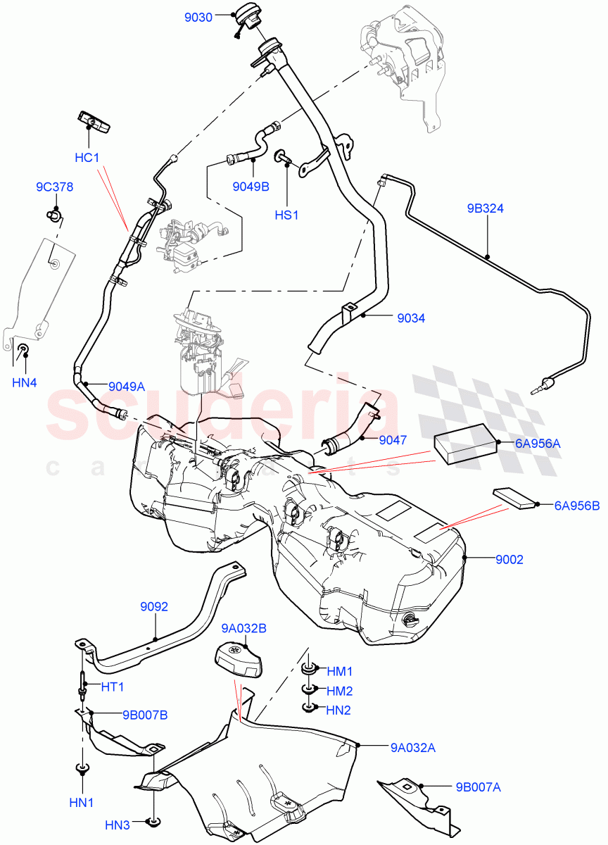 Fuel Tank & Related Parts (3.0L AJ20P6 Petrol High, Pet Tank With Leak Det - Lrg Filter, Petrol Tank With Leak Detection) ((V) FROMMA000001) of Land Rover Land Rover Range Rover Velar (2017+) [3.0 I6 Turbo Petrol AJ20P6]