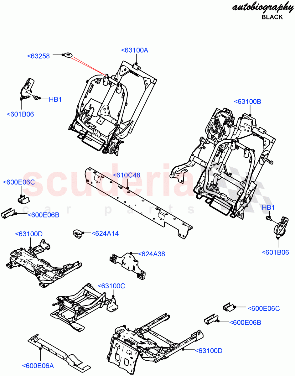 Rear Seat Base (2S AL Leather Diamond, 40/20/40 Super Slouch Rear Seat) ((V) FROMJA000001) of Land Rover Land Rover Range Rover (2012-2021) [3.0 Diesel 24V DOHC TC]