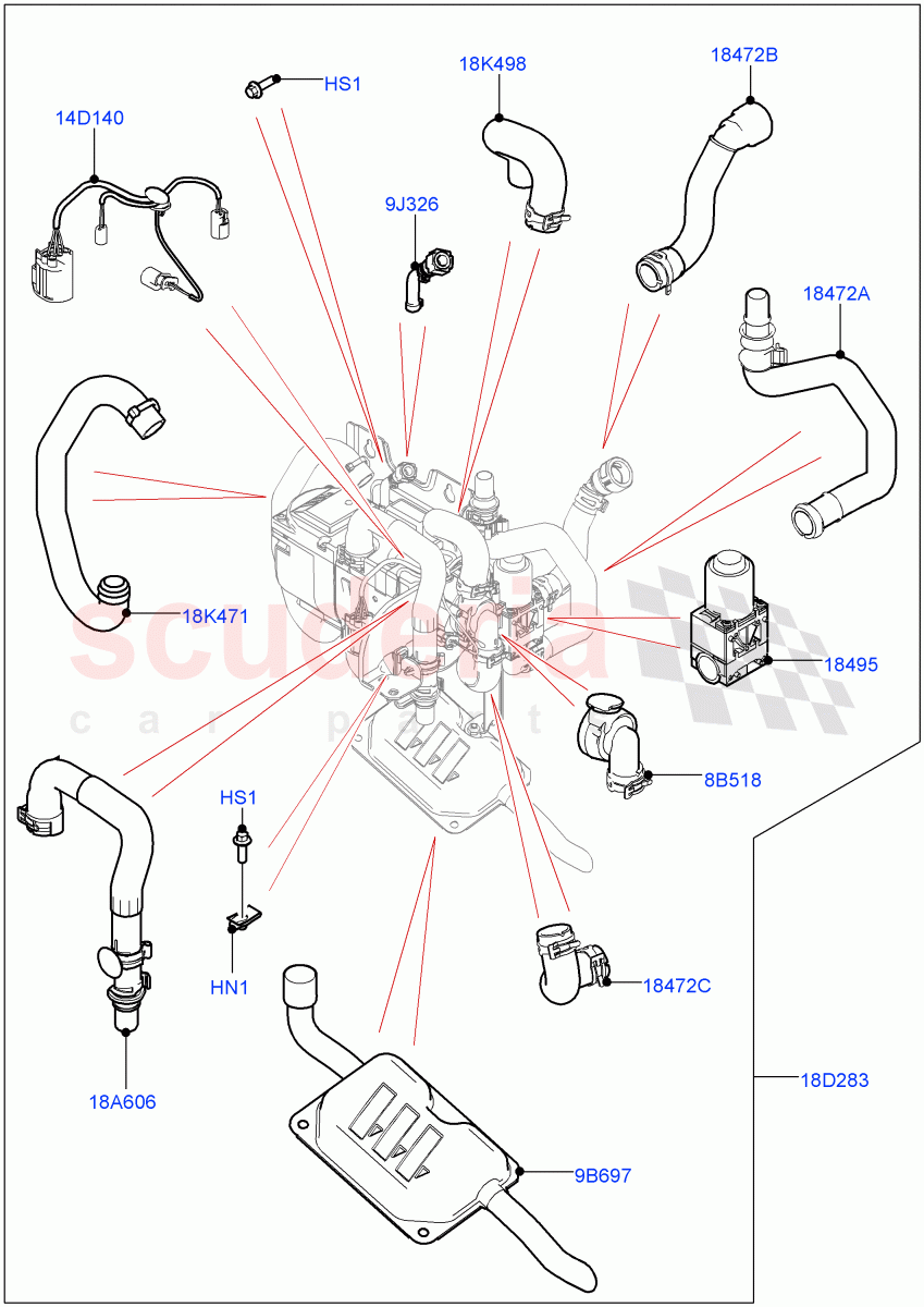 Auxiliary Fuel Fired Pre-Heater (External Components) (3.0L AJ20P6 Petrol High, Fuel Heater W/Pk Heat With Remote, 3.0L AJ20D6 Diesel High) ((V) FROMMA000001) of Land Rover Land Rover Range Rover Velar (2017+) [3.0 I6 Turbo Diesel AJ20D6]