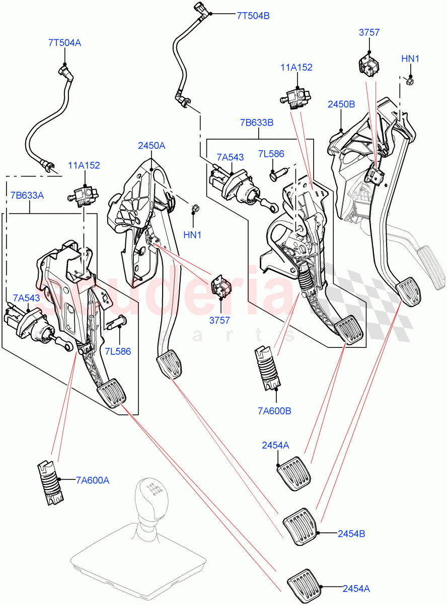 Brake And Clutch Controls (6 Speed Manual Trans BG6, Halewood (UK)) ((V) FROMMH000001) of Land Rover Land Rover Range Rover Evoque (2019+) [2.0 Turbo Diesel AJ21D4]