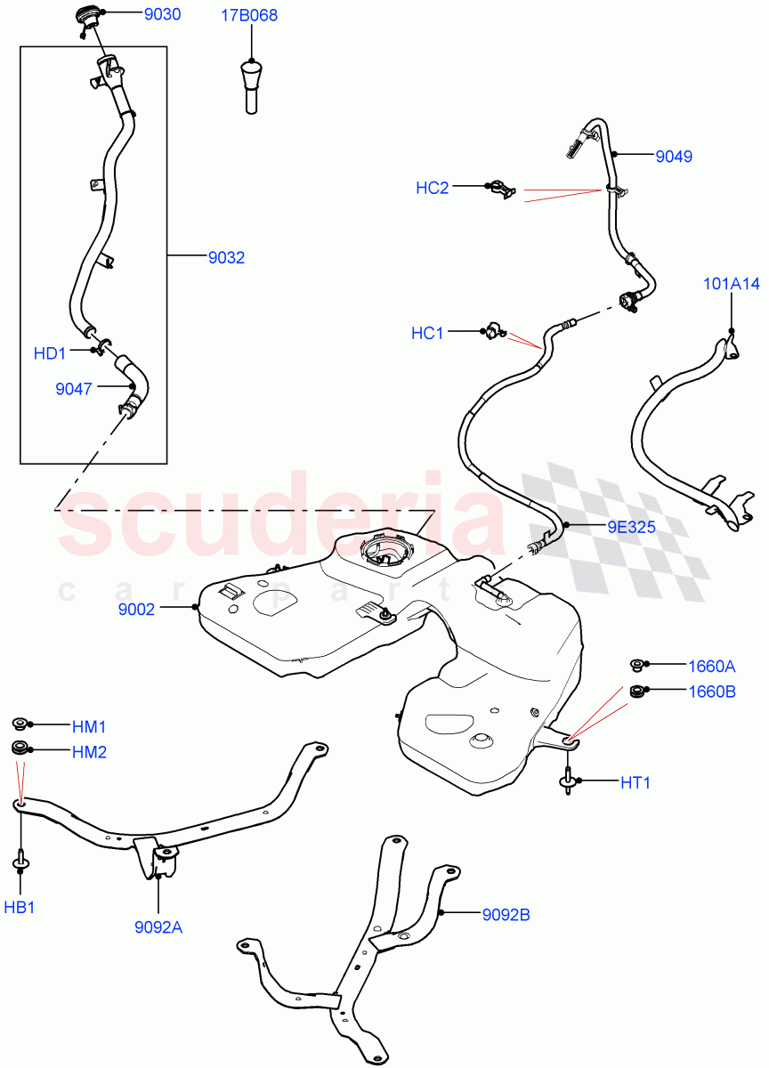 Fuel Tank & Related Parts (3.0L AJ20D6 Diesel High) of Land Rover Land Rover Range Rover (2022+) [3.0 I6 Turbo Diesel AJ20D6]