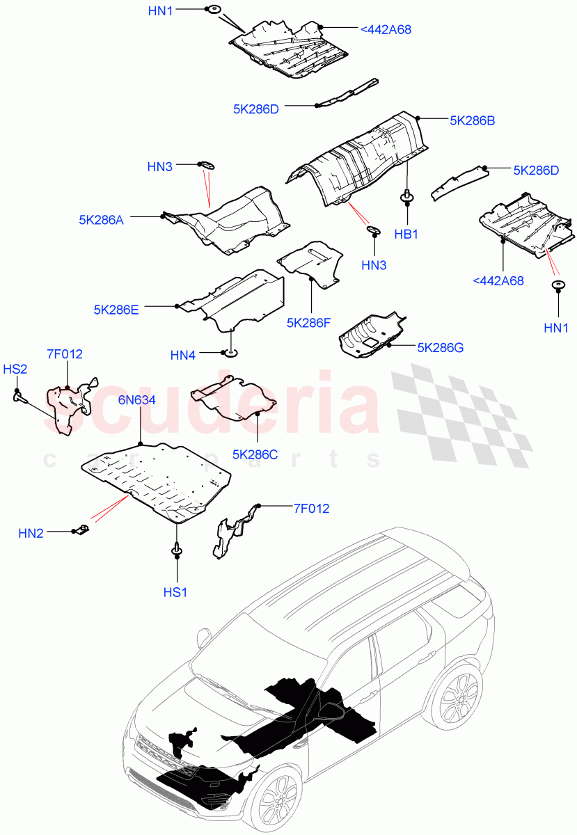 Splash And Heat Shields (Front, Body) (Halewood (UK)) ((V) TOKH999999) of Land Rover Land Rover Discovery Sport (2015+) [2.0 Turbo Petrol GTDI]