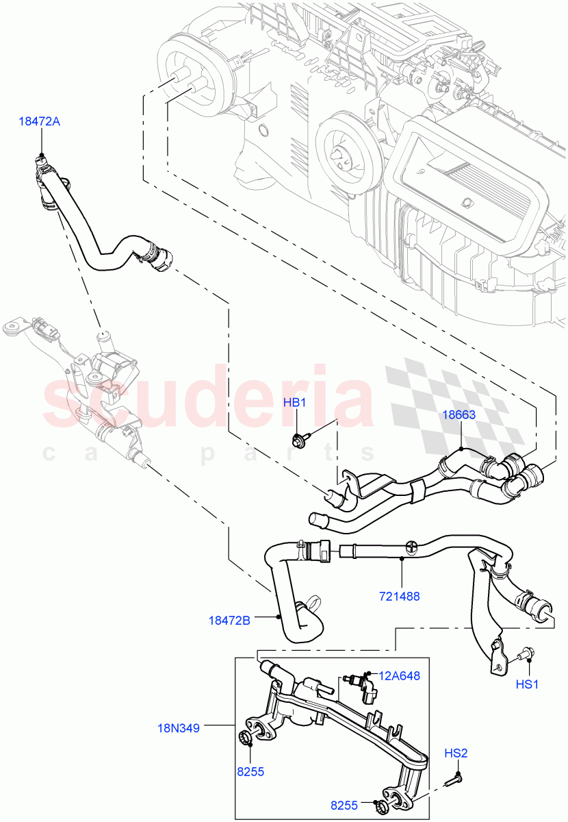 Heater Hoses (5.0L P AJ133 DOHC CDA S/C Enhanced, Electric Auxiliary Coolant Pump, 5.0 Petrol AJ133 DOHC CDA) ((V) FROMJA000001) of Land Rover Land Rover Range Rover Sport (2014+) [4.4 DOHC Diesel V8 DITC]