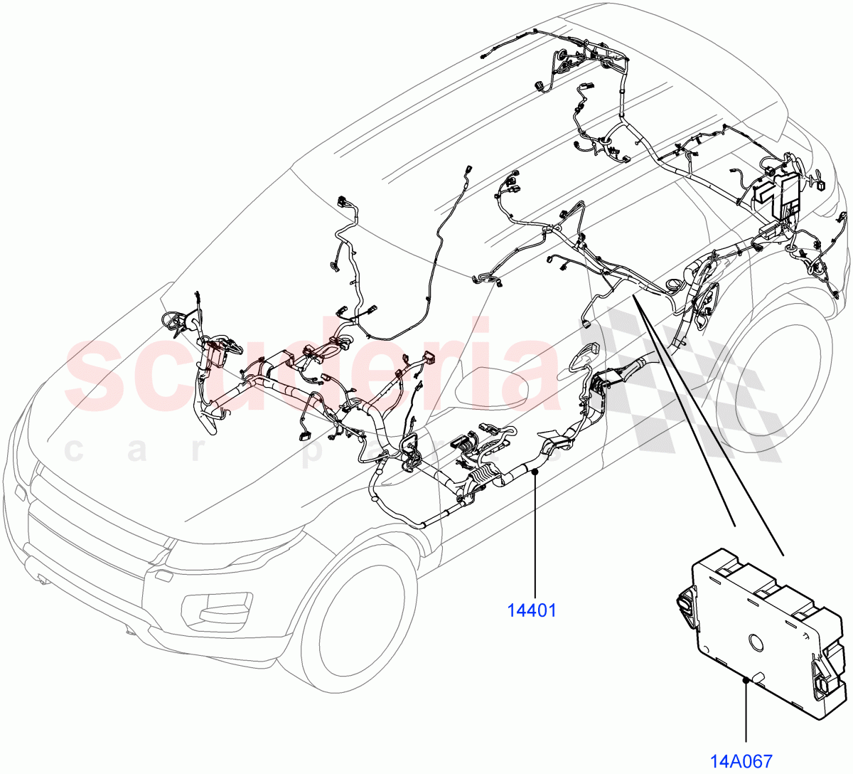 Electrical Wiring - Engine And Dash (Main Harness) (5 Door, Itatiaia (Brazil)) ((V) FROMGT000001) of Land Rover Land Rover Range Rover Evoque (2012-2018) [2.0 Turbo Diesel]