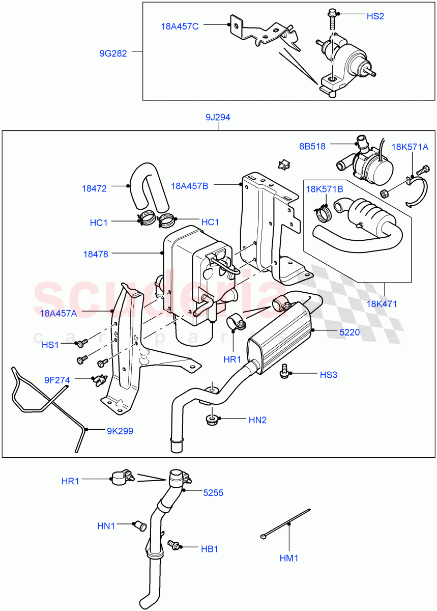 Auxiliary Fuel Fired Pre-Heater (Page A) (With Fuel Fired Heater) ((V) TO9A999999) of Land Rover Land Rover Range Rover Sport (2005-2009) [4.4 AJ Petrol V8]