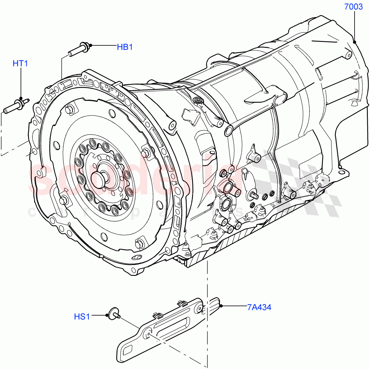 Auto Trans Assy & Speedometer Drive (Solihull Plant Build) (3.0L DOHC GDI SC V6 PETROL, 8 Speed Auto Trans ZF 8HP45) ((V) FROMEA000001) of Land Rover Land Rover Range Rover Sport (2014+) [4.4 DOHC Diesel V8 DITC]
