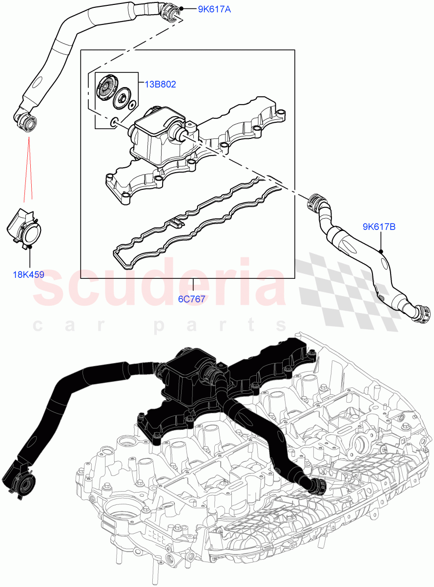 Emission Control - Crankcase (3.0L AJ20P6 Petrol High) ((V) FROMKA000001) of Land Rover Land Rover Range Rover (2012-2021) [3.0 I6 Turbo Petrol AJ20P6]