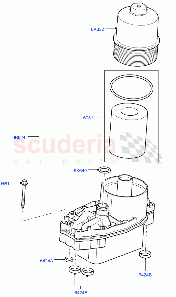 Oil Cooler And Filter (Nitra Plant Build) (3.0 V6 Diesel) ((V) FROMK2000001) of Land Rover Land Rover Discovery 5 (2017+) [3.0 Diesel 24V DOHC TC]