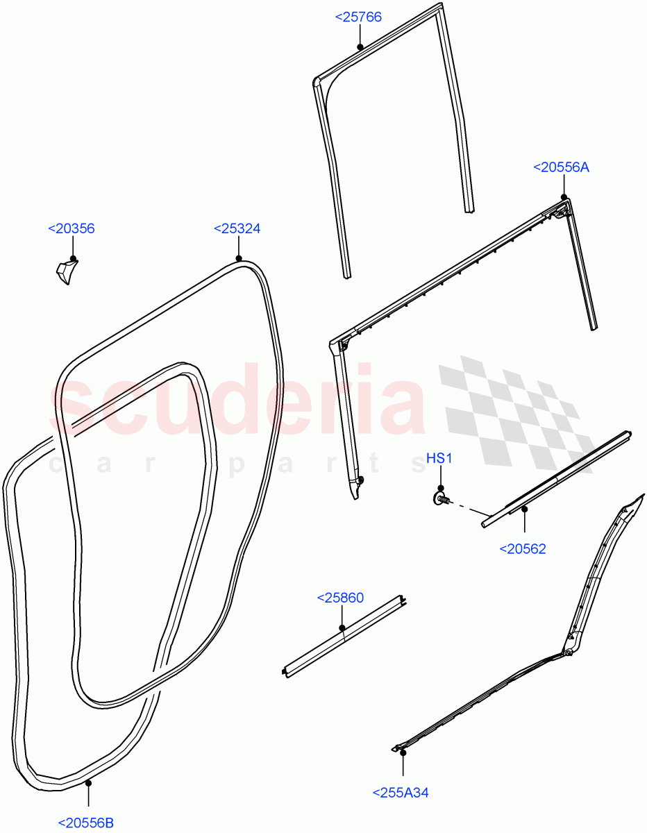 Rear Doors, Hinges & Weatherstrips (Weatherstrips And Seals) (Standard Wheelbase) of Land Rover Land Rover Defender (2020+) [3.0 I6 Turbo Diesel AJ20D6]