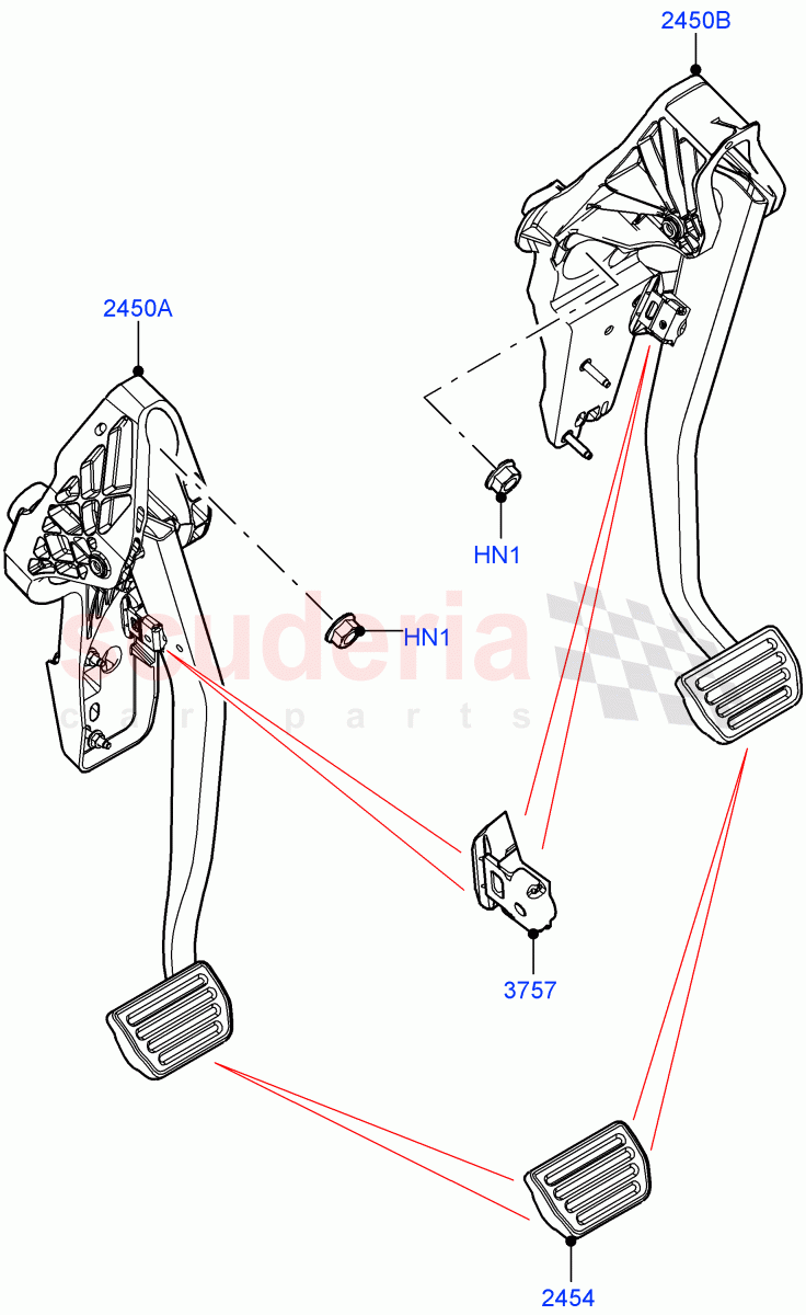 Brake And Clutch Controls (9 Speed Auto Trans 9HP50, Halewood (UK)) ((V) FROMMH000001) of Land Rover Land Rover Range Rover Evoque (2019+) [2.0 Turbo Diesel]