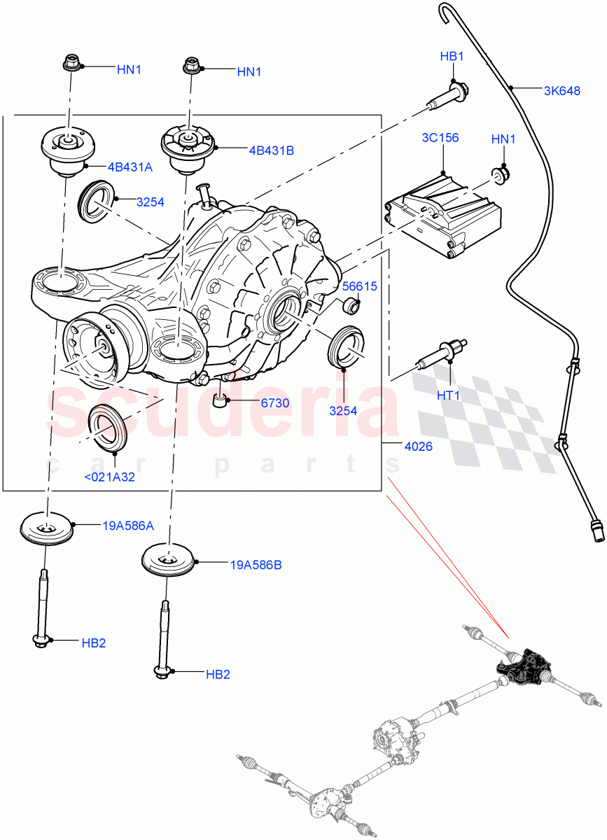 Rear Axle (2.0L 16V TIVCT T/C 240PS Petrol, Rear Axle Open Style Differential) ((V) TOGA999999) of Land Rover Land Rover Range Rover (2012-2021) [2.0 Turbo Petrol AJ200P]