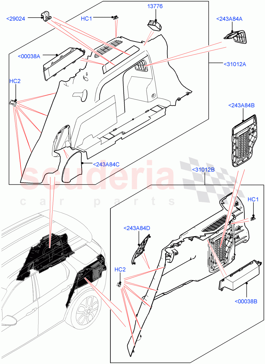 Side Trim (Luggage Compartment) (Itatiaia (Brazil), With 60/40 Split - Folding Rr Seat, Less Chiller Unit) ((V) FROMGT000001) of Land Rover Land Rover Discovery Sport (2015+) [2.2 Single Turbo Diesel]