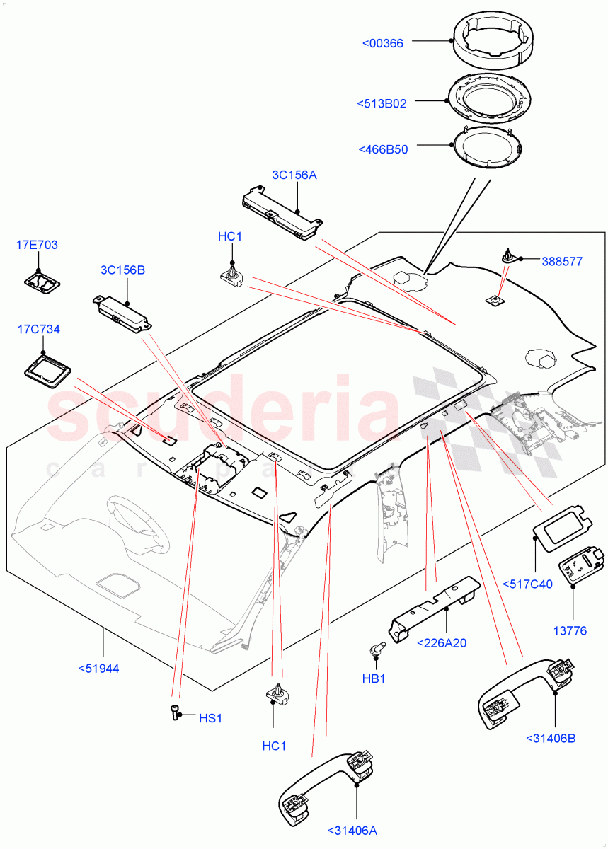 Headlining And Sun Visors (With Roof Conversion-Panorama Roof, Itatiaia (Brazil)) ((V) FROMGT000001) of Land Rover Land Rover Discovery Sport (2015+) [2.2 Single Turbo Diesel]