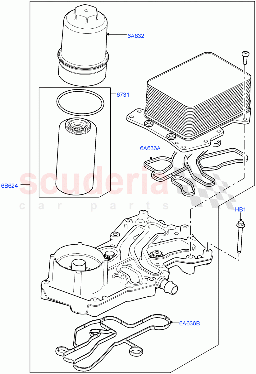Oil Cooler And Filter (4.4L DOHC DITC V8 Diesel) ((V) FROMBA000001) of Land Rover Land Rover Range Rover Sport (2014+) [4.4 DOHC Diesel V8 DITC]