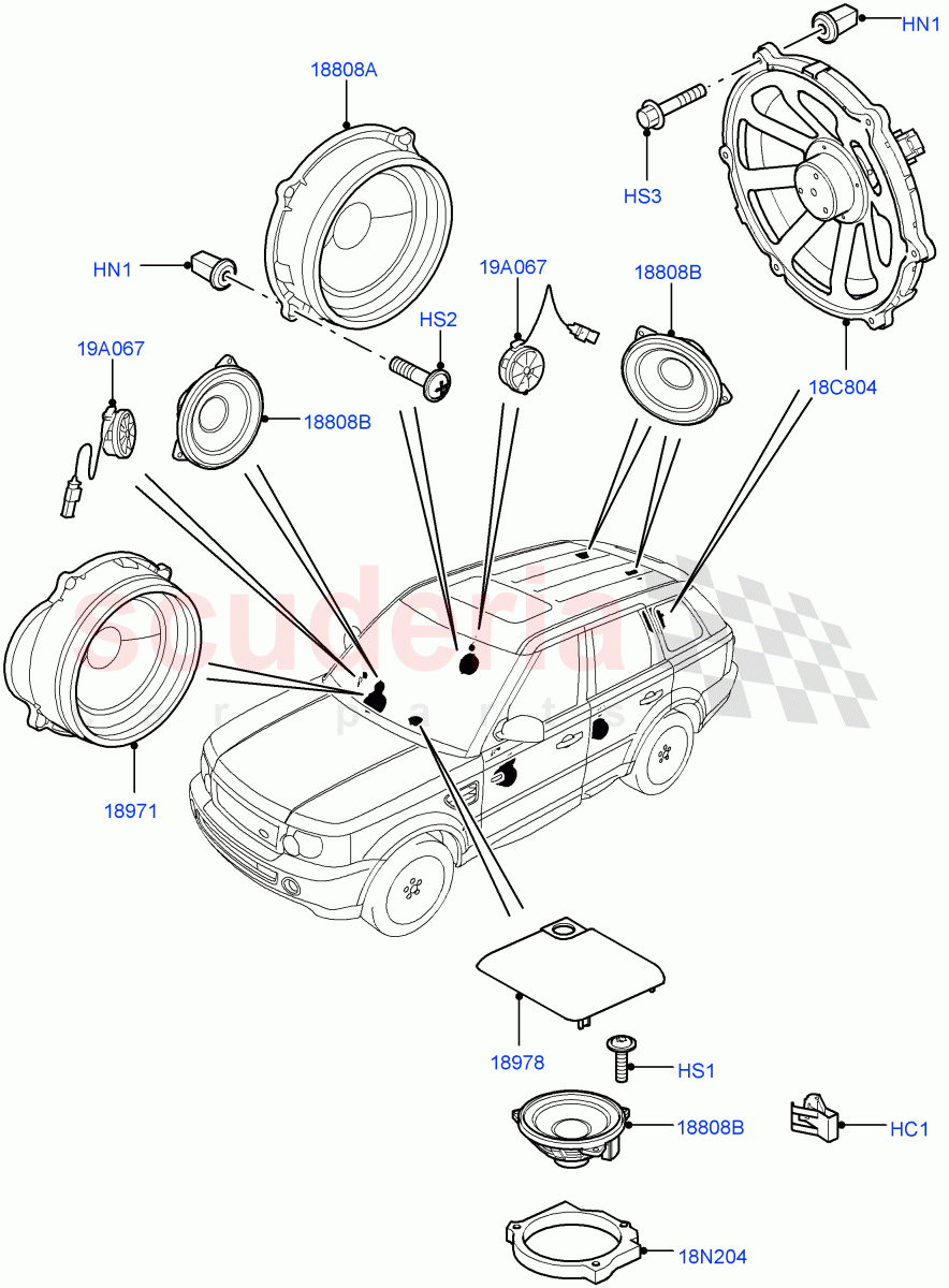Speakers (With Premium Sound System) ((V) FROMAA000001, (V) TOBA999999) of Land Rover Land Rover Range Rover Sport (2010-2013) [3.0 Diesel 24V DOHC TC]
