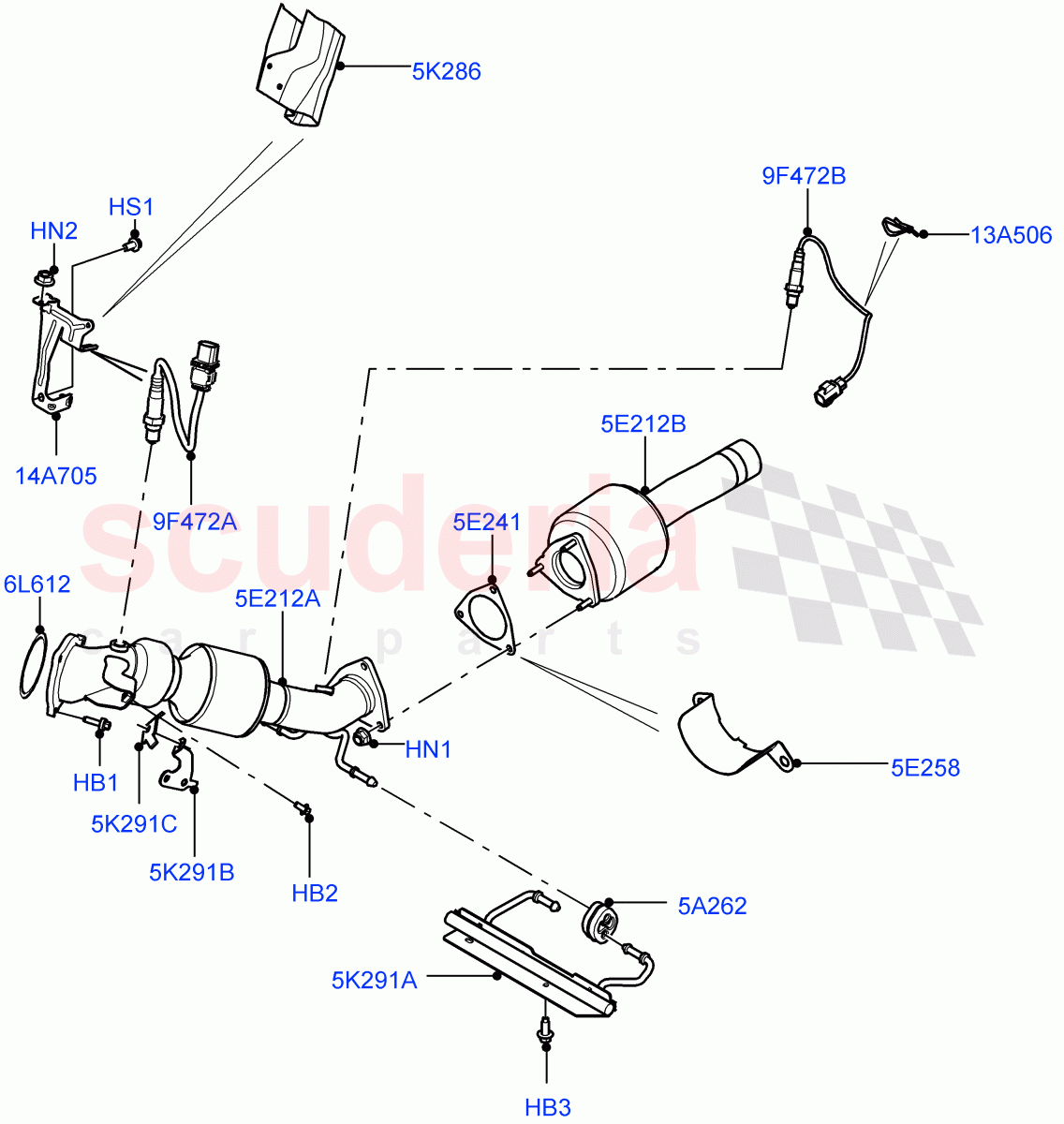 Exhaust System (Front) (2.0L 16V TIVCT T/C 240PS Petrol, Changsu (China)) ((V) FROMEG000001) of Land Rover Land Rover Range Rover Evoque (2012-2018) [2.0 Turbo Petrol GTDI]