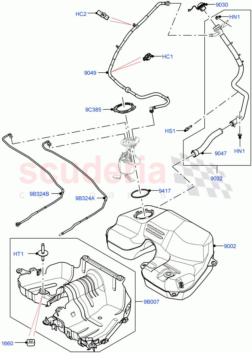 Fuel Tank & Related Parts (3.0L AJ20D6 Diesel High) ((V) FROMLA000001) of Land Rover Land Rover Range Rover Sport (2014+) [3.0 I6 Turbo Diesel AJ20D6]