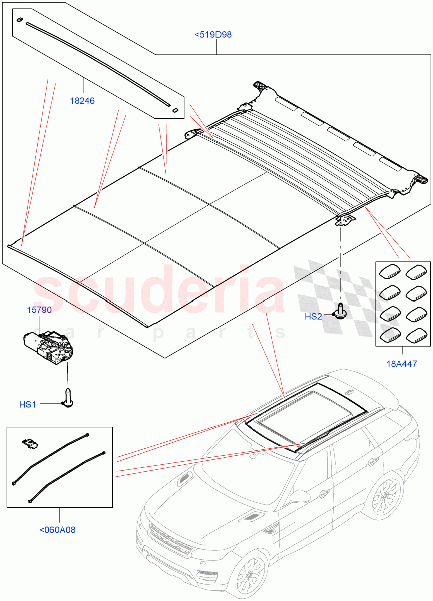 Sliding Roof Mechanism And Controls (Sun Blinds) (With Roof Conversion-Panorama Roof) ((V) FROMFA000001) of Land Rover Land Rover Range Rover Sport (2014+) [5.0 OHC SGDI SC V8 Petrol]