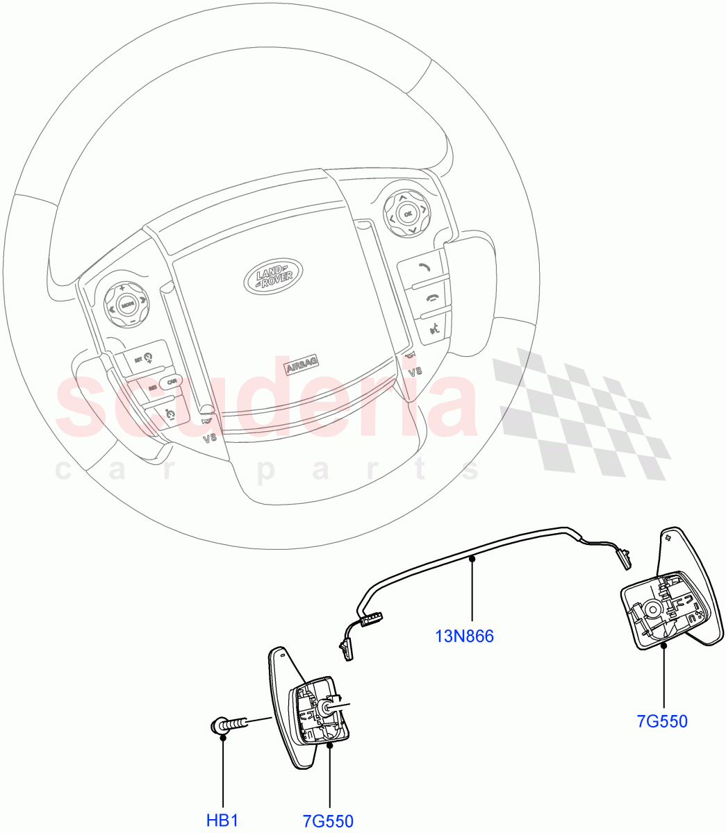 Gear Change-Automatic Transmission (Steering Wheel) (3.6L V8 32V DOHC EFi Diesel Lion, 6 Speed Auto ZF 6HP26 Steptronic, Lion Diesel 2.7 V6 (140KW)) ((V) FROMAA000001) of Land Rover Land Rover Range Rover Sport (2010-2013) [3.0 Diesel 24V DOHC TC]