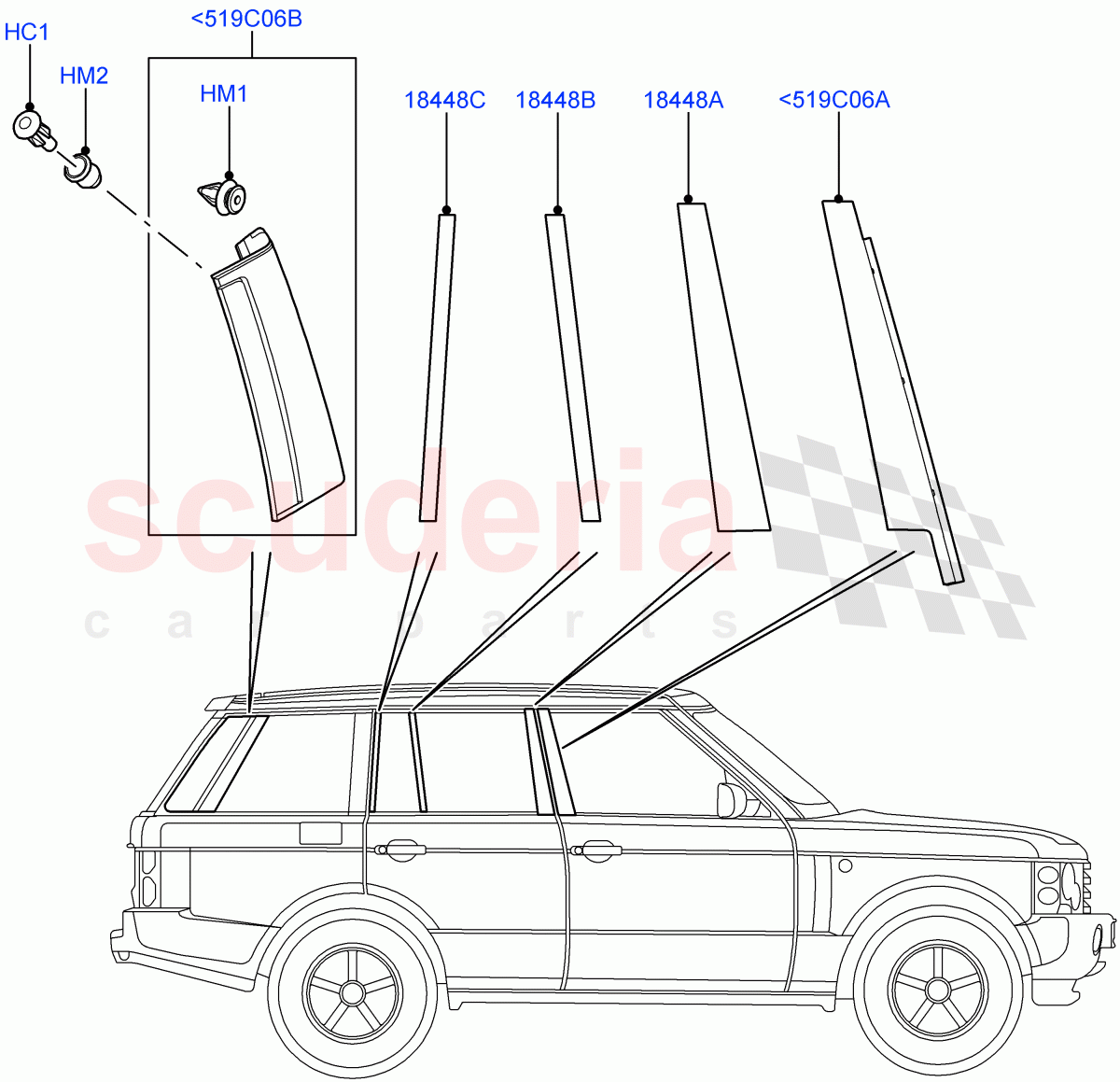 Rear Doors, Hinges & Weatherstrips (Finishers) (Less Armoured) ((V) FROMAA000001) of Land Rover Land Rover Range Rover (2010-2012) [5.0 OHC SGDI SC V8 Petrol]