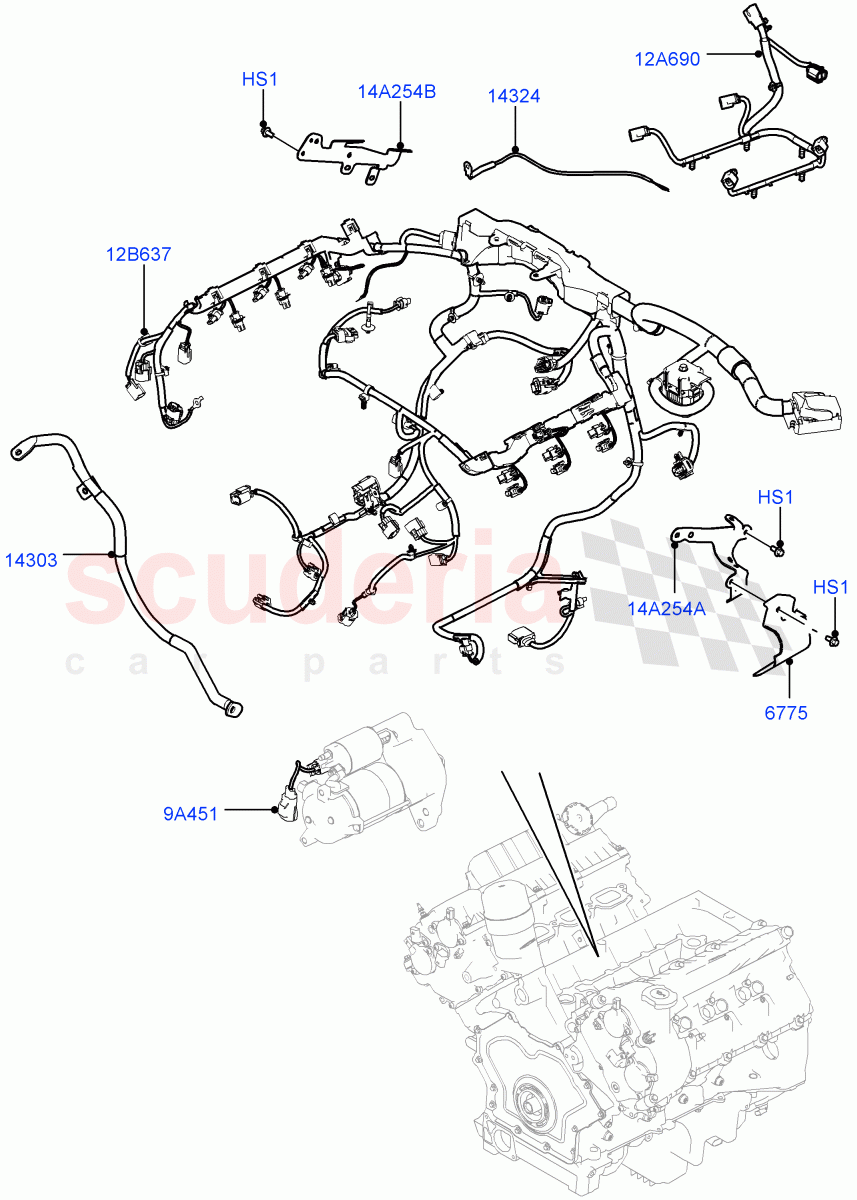 Electrical Wiring - Engine And Dash (3.0L DOHC GDI SC V6 PETROL) ((V) FROMEA000001) of Land Rover Land Rover Discovery 4 (2010-2016) [4.0 Petrol V6]