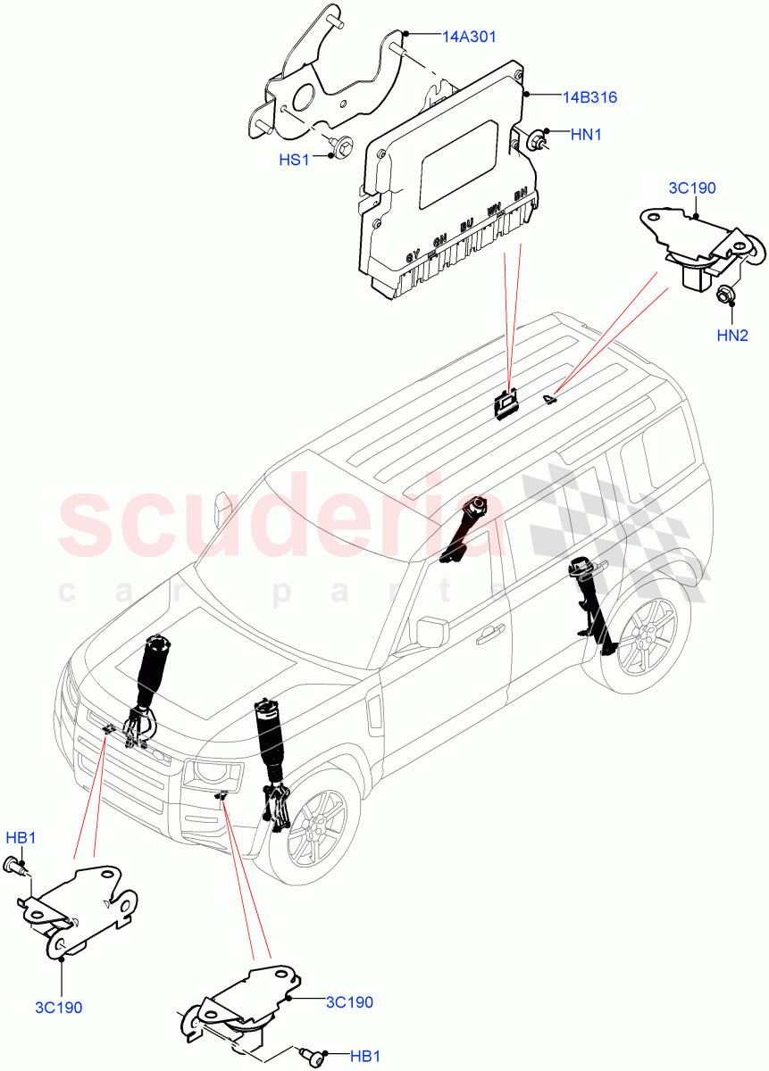 Electronic Damper Control (With Continuous Variable Damping) of Land Rover Land Rover Defender (2020+) [3.0 I6 Turbo Diesel AJ20D6]