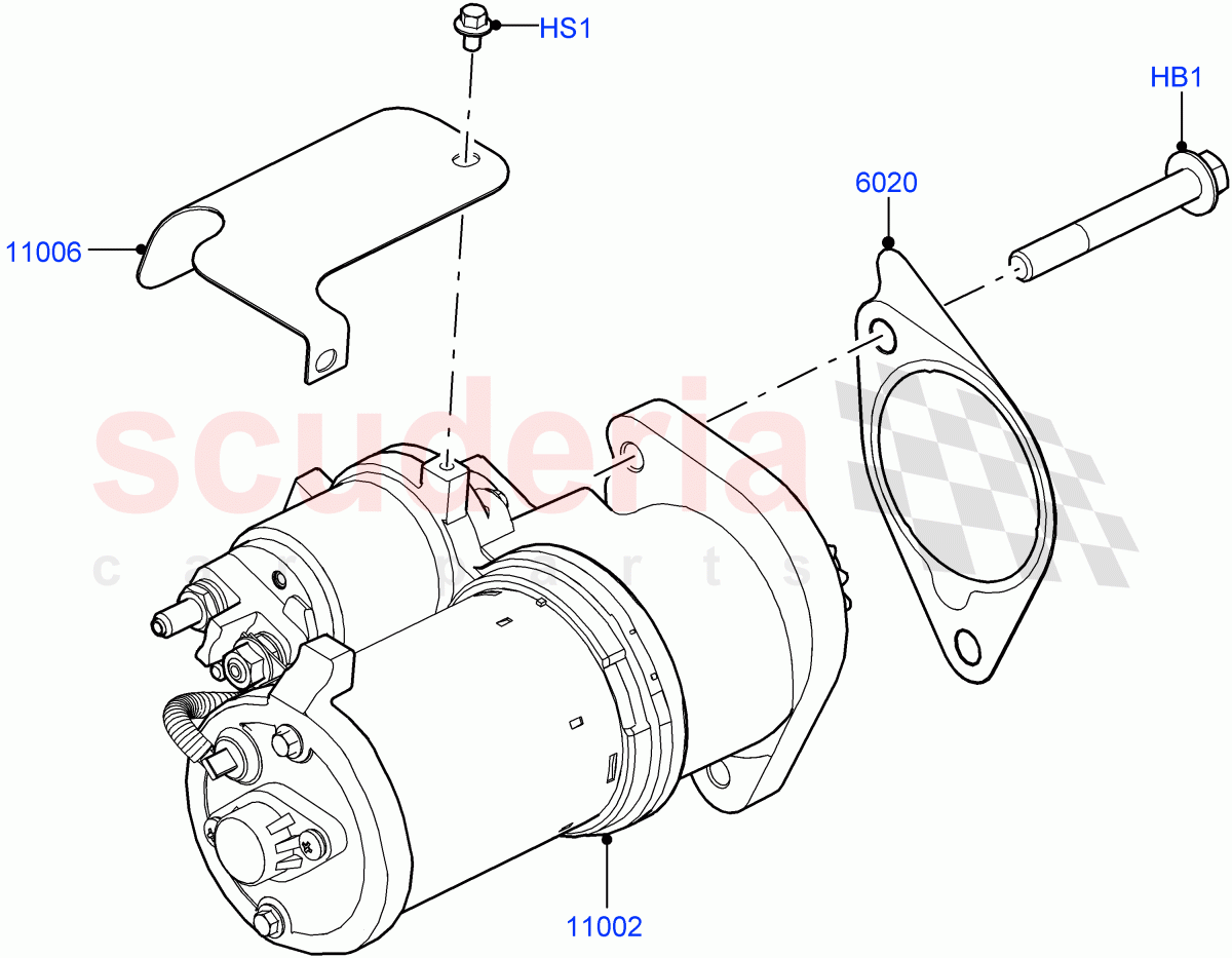 Starter Motor (3.0L AJ20D6 Diesel High) of Land Rover Land Rover Range Rover (2022+) [3.0 I6 Turbo Diesel AJ20D6]