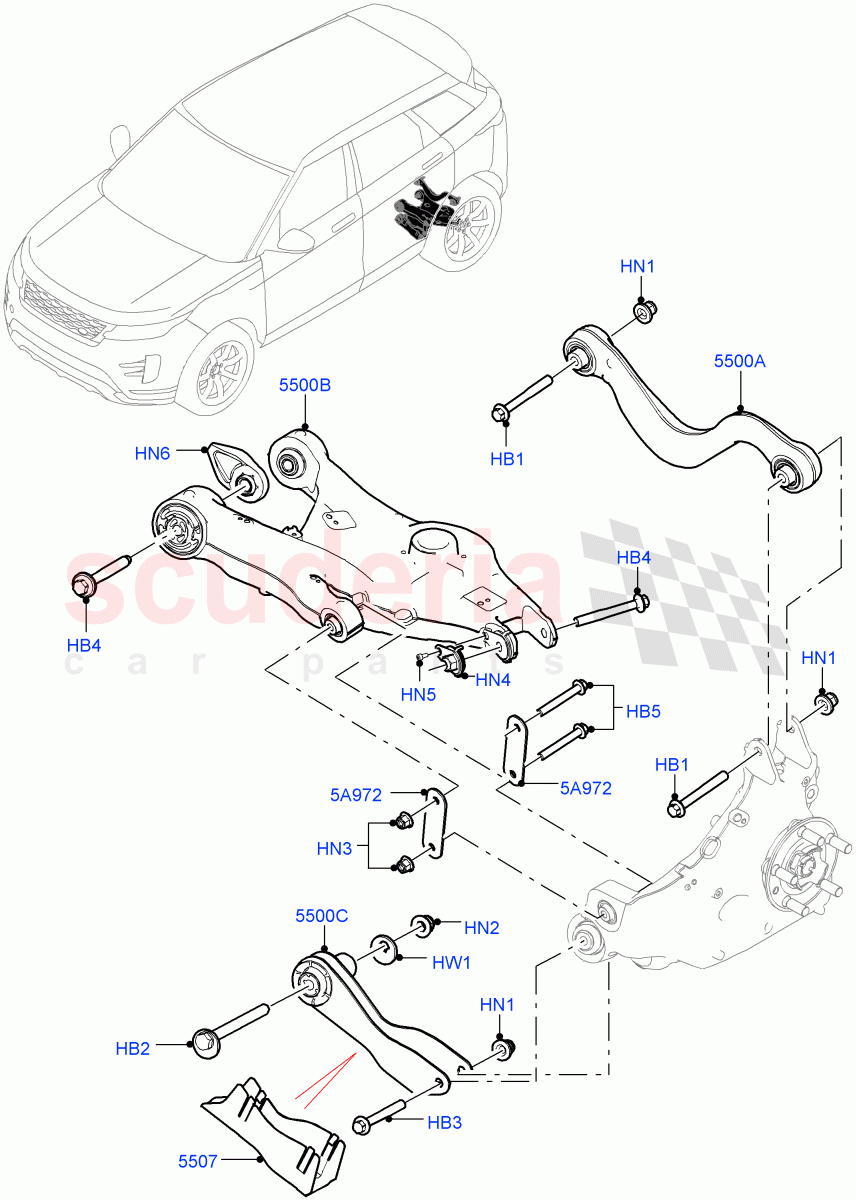 Rear Suspension Arms (Changsu (China)) of Land Rover Land Rover Range Rover Evoque (2019+) [2.0 Turbo Diesel AJ21D4]