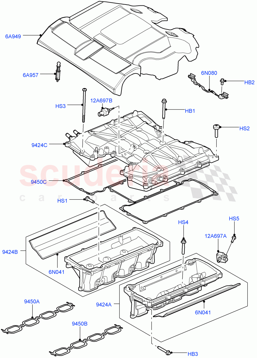 Inlet Manifold (Manifolds, Intercooler And Cover) (5.0L OHC SGDI SC V8 Petrol - AJ133, 5.0 Petrol AJ133 DOHC CDA, 5.0L P AJ133 DOHC CDA S/C Enhanced) of Land Rover Land Rover Range Rover Sport (2014+) [5.0 OHC SGDI SC V8 Petrol]