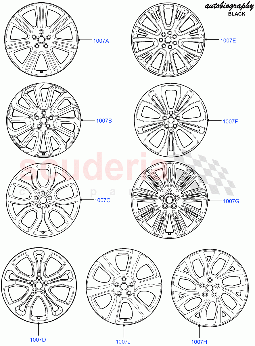 Wheels (Autobiography Black / SV Autobiography) (Limited Package, Less Version Package) ((V) FROMEA000001) of Land Rover Land Rover Range Rover (2012-2021) [3.0 DOHC GDI SC V6 Petrol]