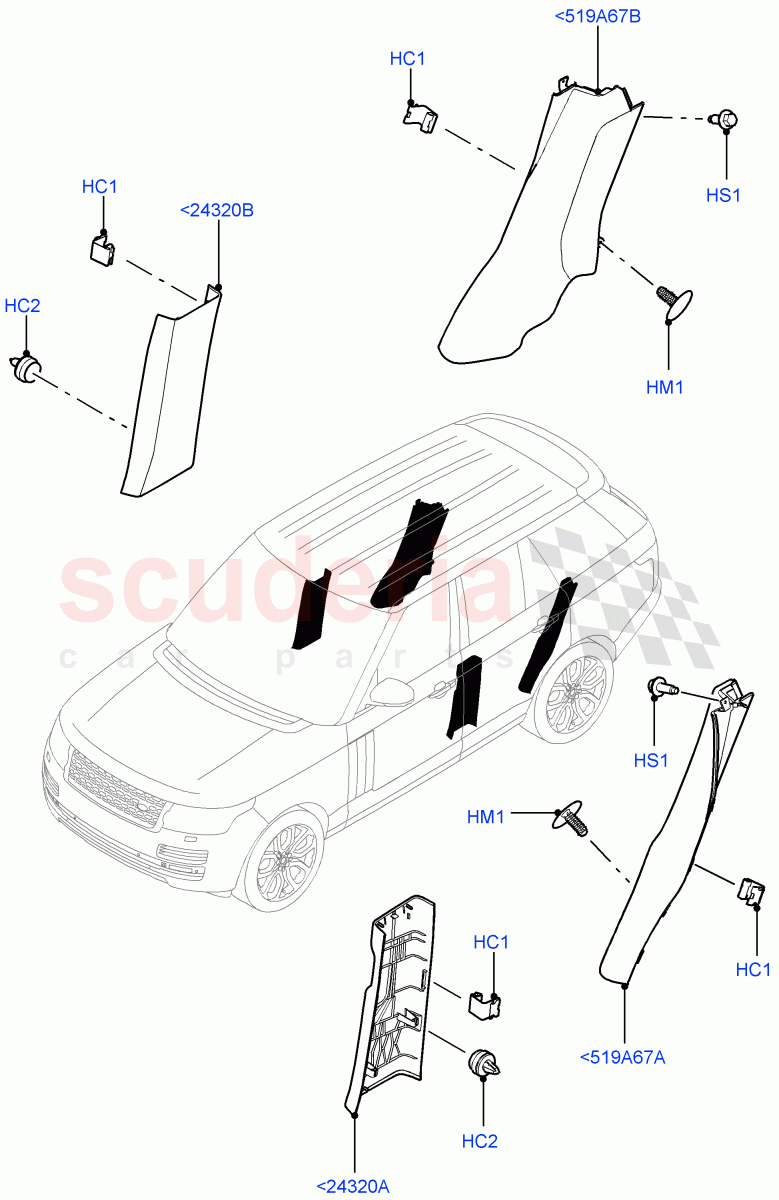 Side Trim (Centre, Front And Rear) (Taurus Leather) of Land Rover Land Rover Range Rover (2012-2021) [3.0 DOHC GDI SC V6 Petrol]